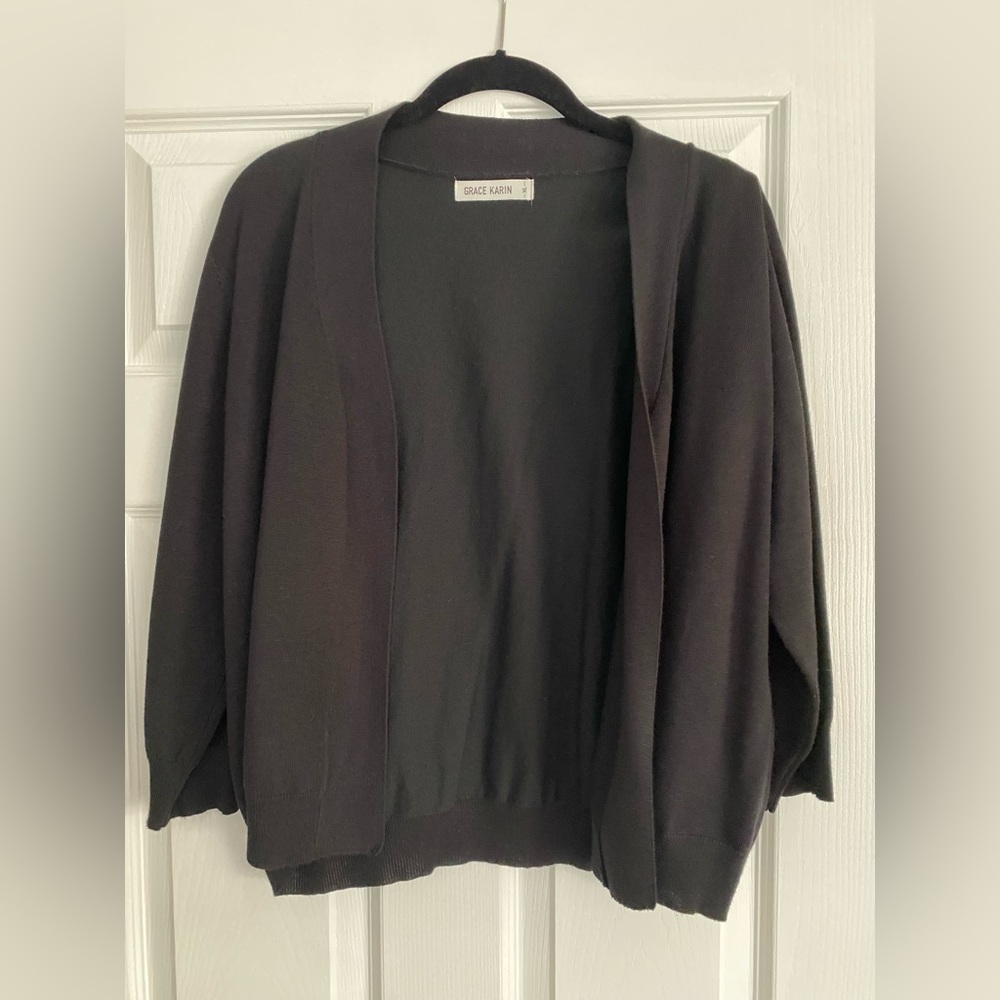 Grace. Karen size extra large, black sweater shrug.